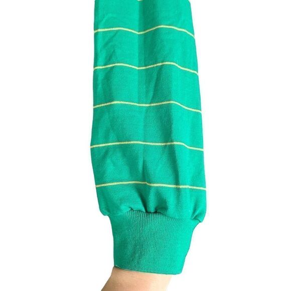 Adika Jones Green Crop Striped Collar Polo Shirt - Picture 7 of 13